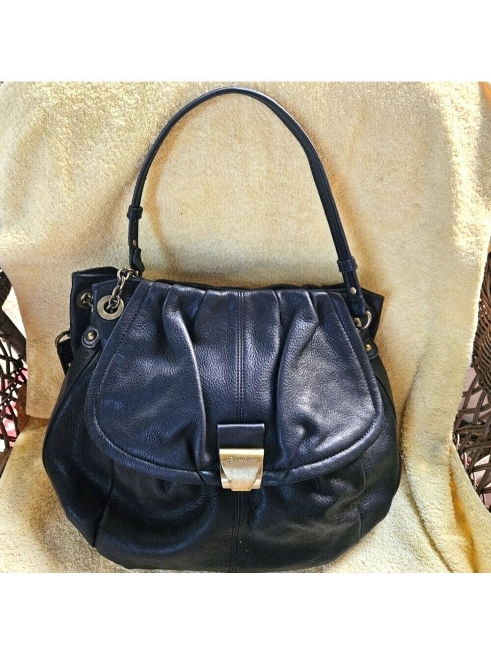 B. Makowsky Black Leather Satchel Bag